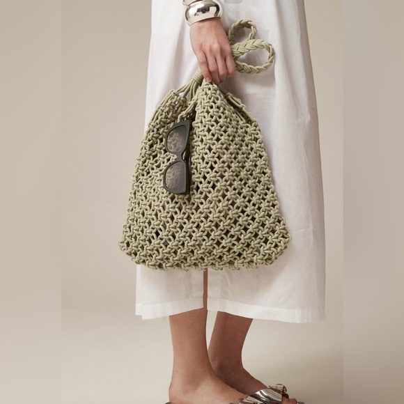 NWT J.Crew Cadiz Hand-Knotted Rope Tote Bag ~ Pale Surplus Green - Picture 5 of 5